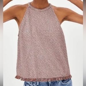 Zara Trafaluc High Neck Fringe Tank